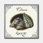 Klassische Muscheln Schwarz Sauberes Geschirrspüle Magnet (Vorne)