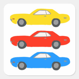Klassische Muscle Cars Illustriert Vintage  Quadratischer Aufkleber