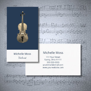 Klassische Musik Elegante Violin Performer Navy Bl Visitenkarte