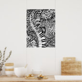 Klassische Musik mit Klaviertastatur Poster (Küche)