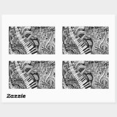 Klassische Musik mit Klaviertastatur Rechteckiger Aufkleber (Blatt)