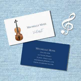 Klassische Musik Violine Elegante Blau Visitenkarte
