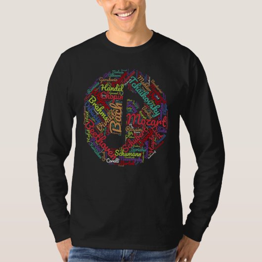 Klassische Musikkomponisten für Word Art T-Shirt (Vorderseite)
