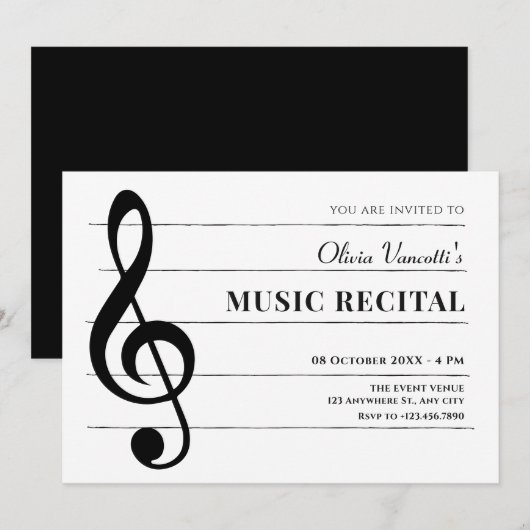 Klassische Musiknoten Einladung (Vorne/Hinten)