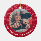 Klassische Muster-frohe Weihnacht-Foto-Verzierung Keramik Ornament (Vorne)
