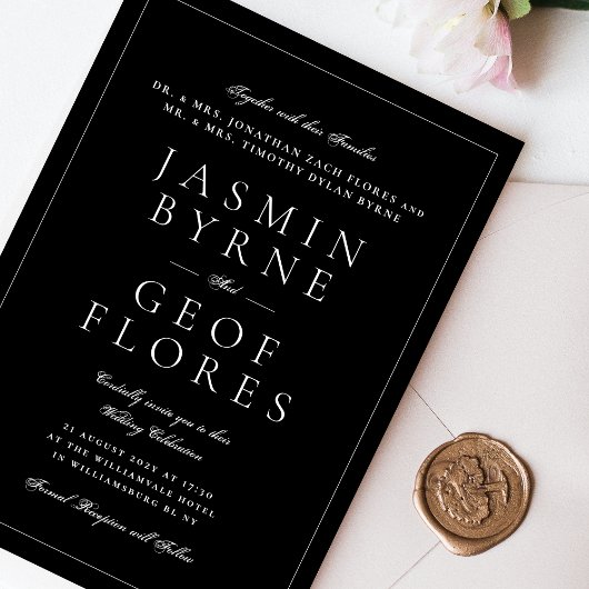 Klassische Namen | Gerahmte Hochzeit Einladung