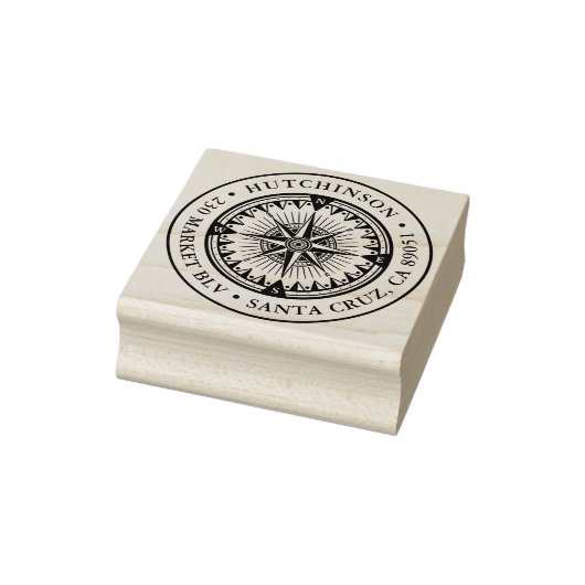 Klassische Nautical Compass Round-Rücksendeadresse Gummistempel (Stempel)