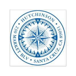 Klassische Nautical Compass Round-Rücksendeadresse Permastempel