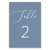 Klassische Nautical Dusty Blue Slate Script Weddin Tischnummer (Rückseite)