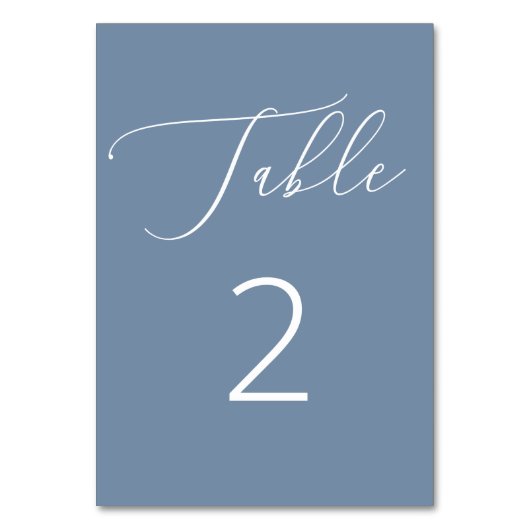 Klassische Nautical Dusty Blue Slate Script Weddin Tischnummer (Rückseite)