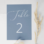 Klassische Nautical Dusty Blue Slate Script Weddin Tischnummer