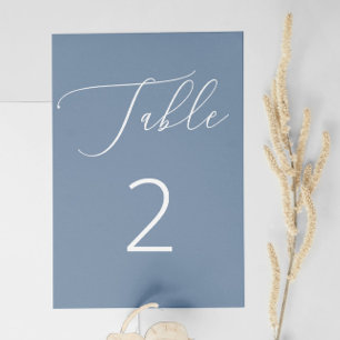Klassische Nautical Dusty Blue Slate Script Weddin Tischnummer