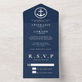 Klassische Nautik-Anker auf einer Hochzeit All In One Einladung (Innen Boden)