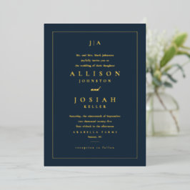 Klassische Navy Blau Hochzeit Folieneinladung