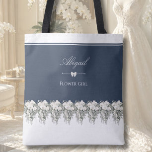 Klassische Navy-Blau-Orchideen-Blumenmädchen-Tasch Tasche