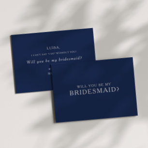 Klassische Navy-Blau-Silber-Brautjungfer-Vorschlag Einladung