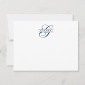 Klassische Navy Blue Calligraphy Split Monogram Mitteilungskarte (Vorderseite)