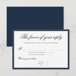 Klassische Navy Blue Elegant Script hoch entwickel RSVP Karte
