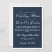 Klassische Navy Blue Elegant Script Traditionell Einladung (Vorderseite)