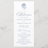 Klassische Navy-Blue-Hortensien-Hochzeit Programm (Vorderseite)