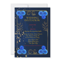 Klassische Navy-Blumen-Hochzeitseinladungsvorlage
