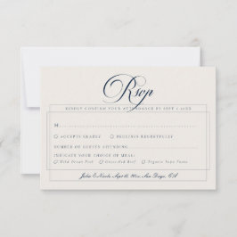 Klassische Navy Elfenbein Kalligrafie Hochzeitsmen RSVP Karte
