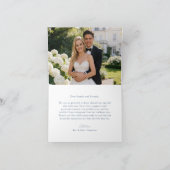 Klassische Navy Hortensien Foto Hochzeit Dankeskarte (Innenseite)
