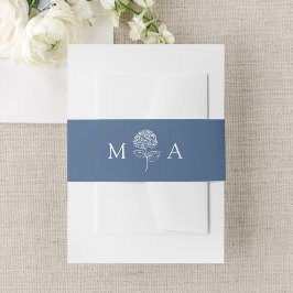 Klassische Navy-Hortensien-Monogramm-Hochzeit Einladungsbanderole