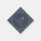 Klassische Navy-Karobär Teddybär Mädchen Geburtsta Serviette (Ecke)