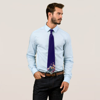 Klassische Navy-Krawatte mit vintage floraler Basi Krawatte
