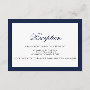 Klassische Navy-Rand-Formal-Hochzeitsempfangskarte Einladung