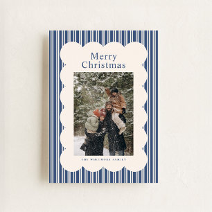 Klassische Navy-Streifen-Foto-Weihnachtskarte Feiertagskarte
