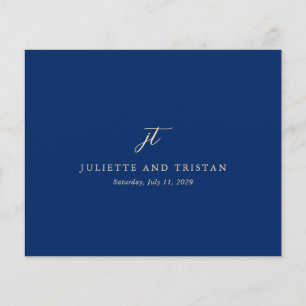 Klassische Navy und Creme Elegante Hochzeit Danke Flyer