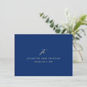 Klassische Navy- und Creme-elegante Hochzeit Dankeskarte