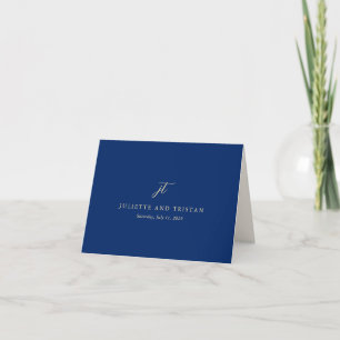 Klassische Navy- und Creme-elegante Hochzeit Dankeskarte