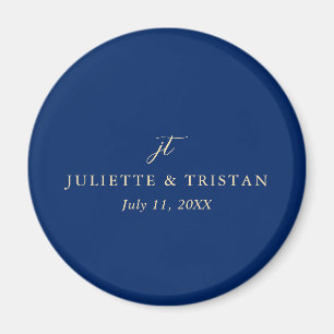 Klassische Navy- und Creme-elegante Hochzeit Magnet