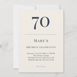 Klassische Navy- und Cremefarbe zur Feier des 70. Einladung