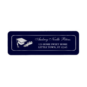 Klassische Navy und Silver Graduate Address Labels