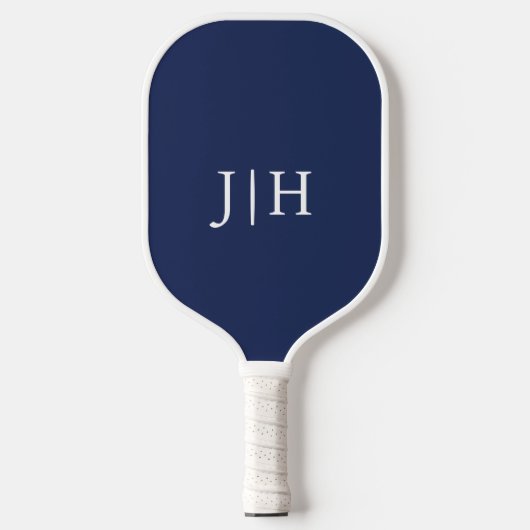 Klassische Navy/White Simple Monogram Minimalistis Pickleball Schläger (Vorderseite)