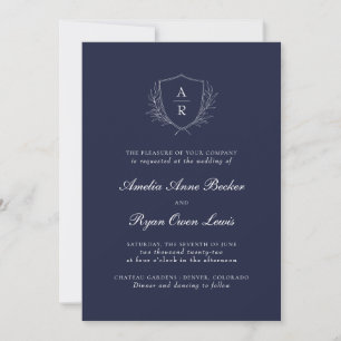 Klassische Navyblaue Hochzeit Einladung