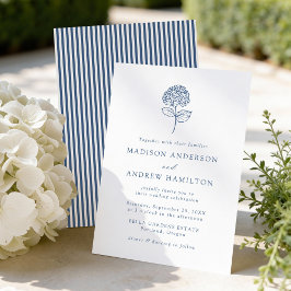 Klassische Navyblaue Hortensien-Hochzeit Einladung