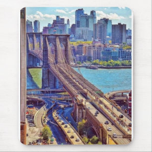 Klassische New Yorker Brooklyn Bridge Skyline Mousepad
