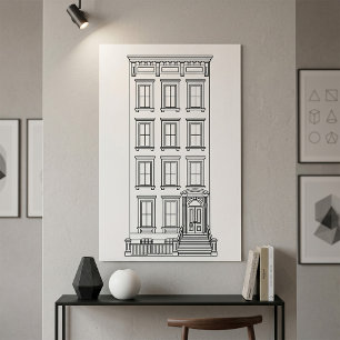 Klassische New Yorker Treppenhaustür-Zeichnung Poster