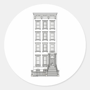 Klassische New Yorker Treppenhaustür Zeichnung  Runder Aufkleber