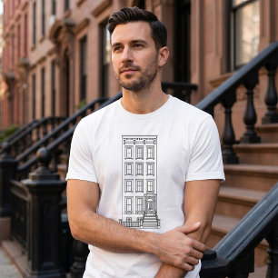 Klassische New Yorker Treppenhaustür-Zeichnung T-Shirt