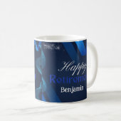 Klassische Niedlich moderne Blue&White Happy Retir Kaffeetasse (VorderseiteRechts)