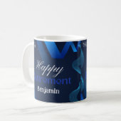 Klassische Niedlich moderne Blue&White Happy Retir Kaffeetasse (Vorderseite Links)