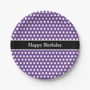 Klassische Niedliche Polka Dots Lila und weiße Bot Pappteller