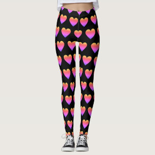 Klassische Niedliche Regenbogenfarben Ombre Hearts Leggings