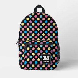 Klassische Nostalgie farbenfrohe Polka Dots Monogr Bedruckter Rucksack